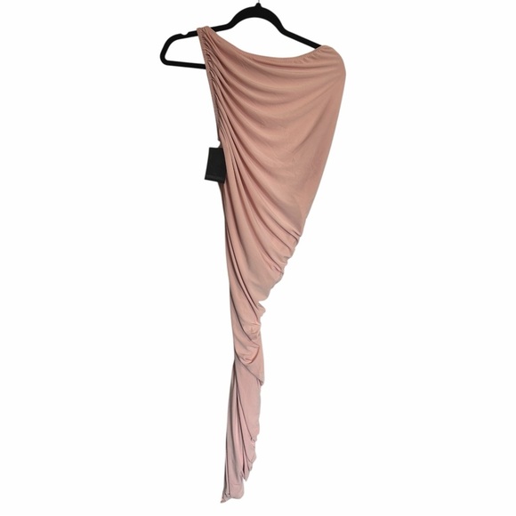 Norma Kamali Diana Gown Shirred Asymmetric Sheath Dress - Picture 2 of 7